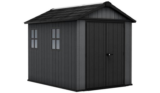 Keter Newton Plus Apex Plastic Shed 7.5 × 9 ft Grey