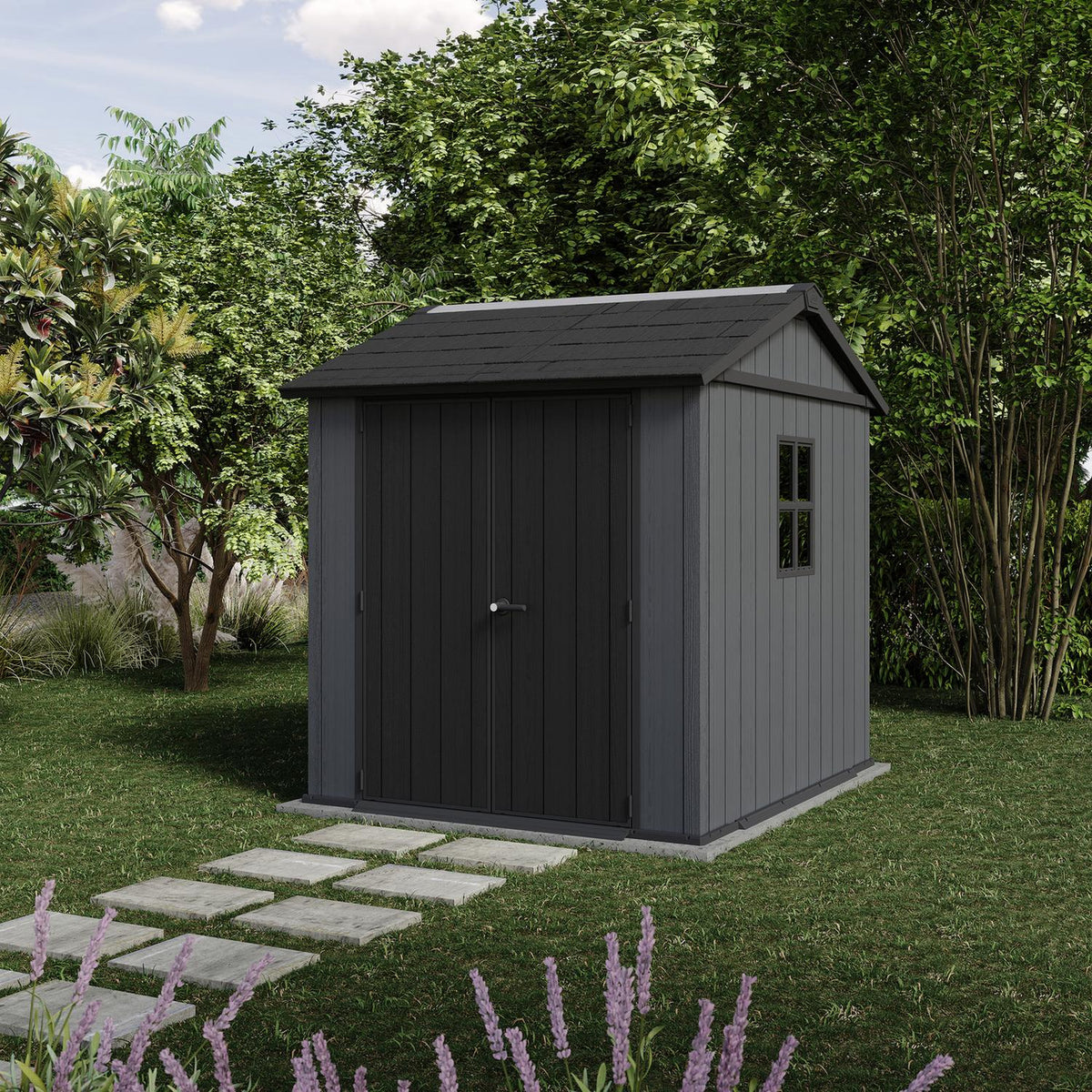 Newton Plus Apex Plastic Shed 7.5 × 7 ft Grey