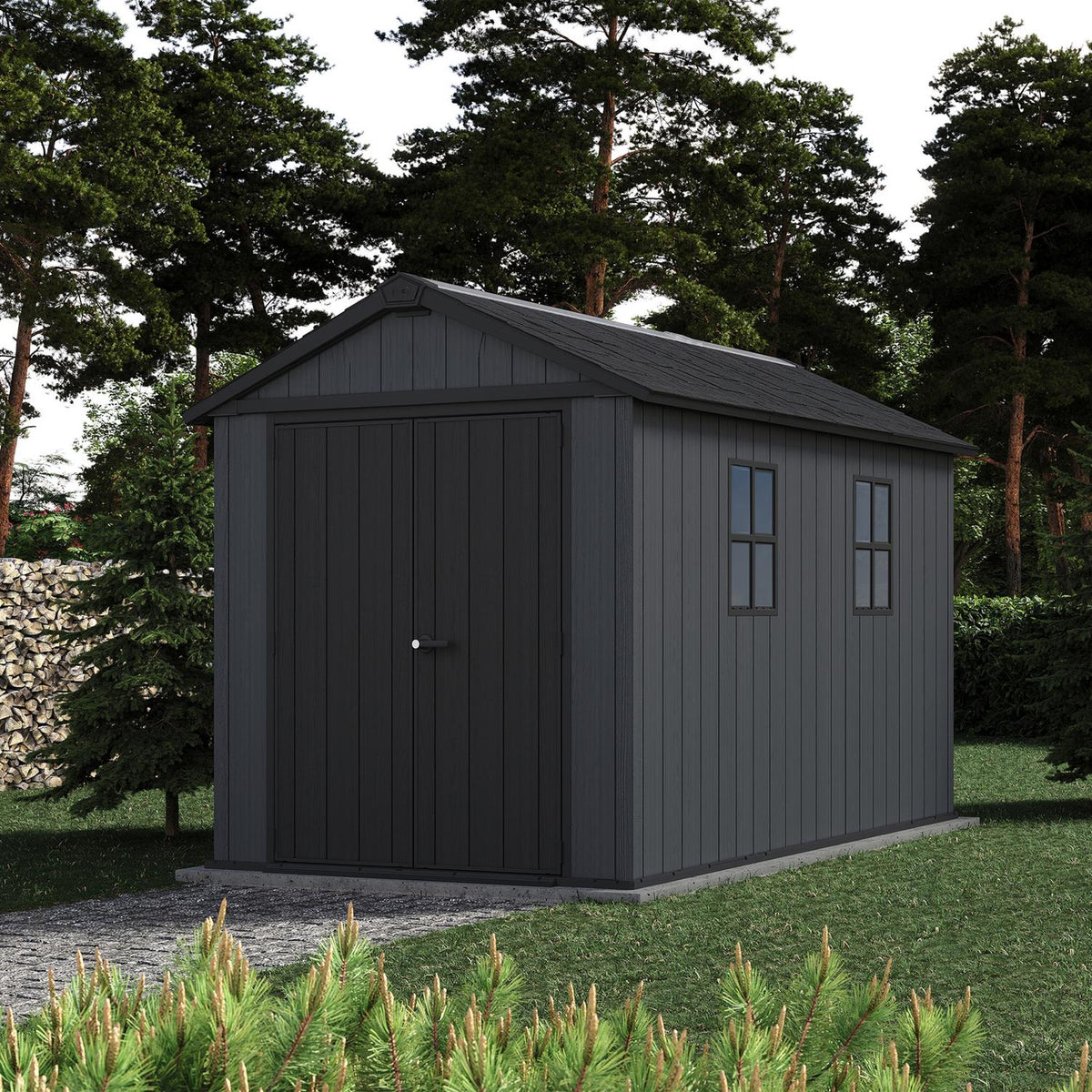 Newton Plus Apex Plastic Shed 7.5 × 11 ft Grey