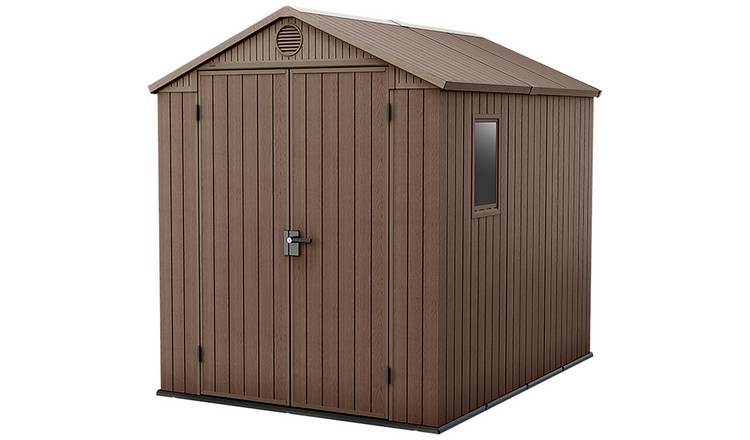 Keter Darwin Apex Garden Storage Shed 6 × 8 ft Brown