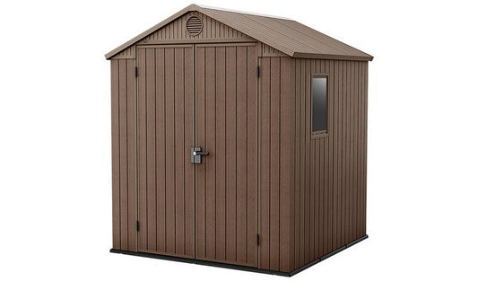 Keter Darwin Apex Garden Storage Shed 6 × 6 ft Brown