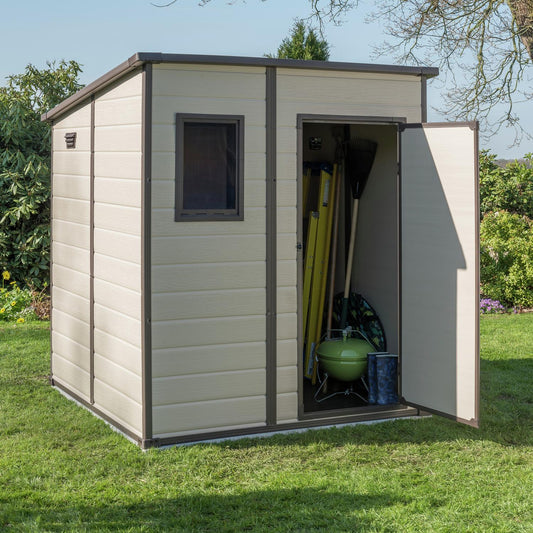 Manor Pent Outdoor Garden Storage Shed 6 × 6 ft Brown