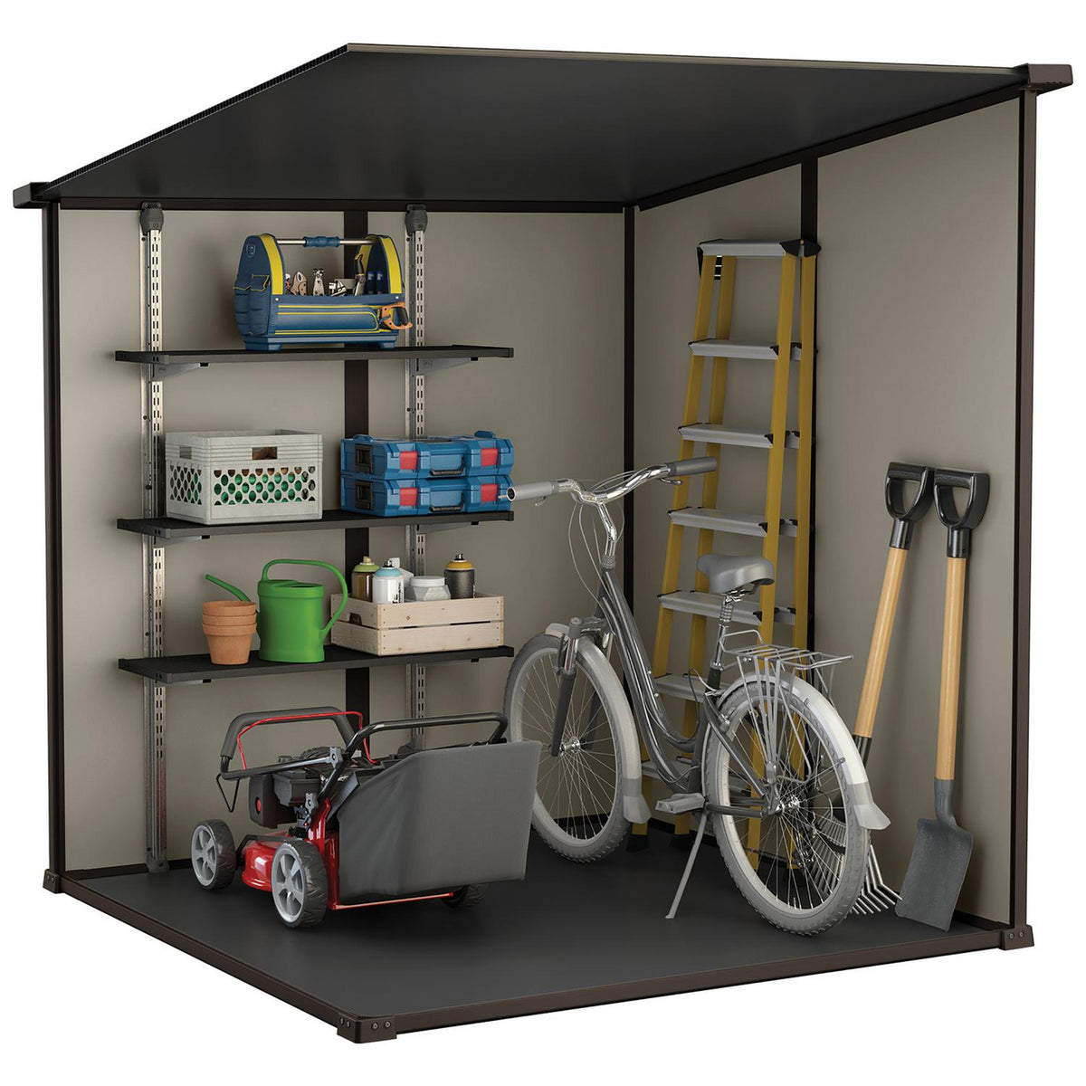 Manor Pent Outdoor Garden Storage Shed 6 × 6 ft Brown