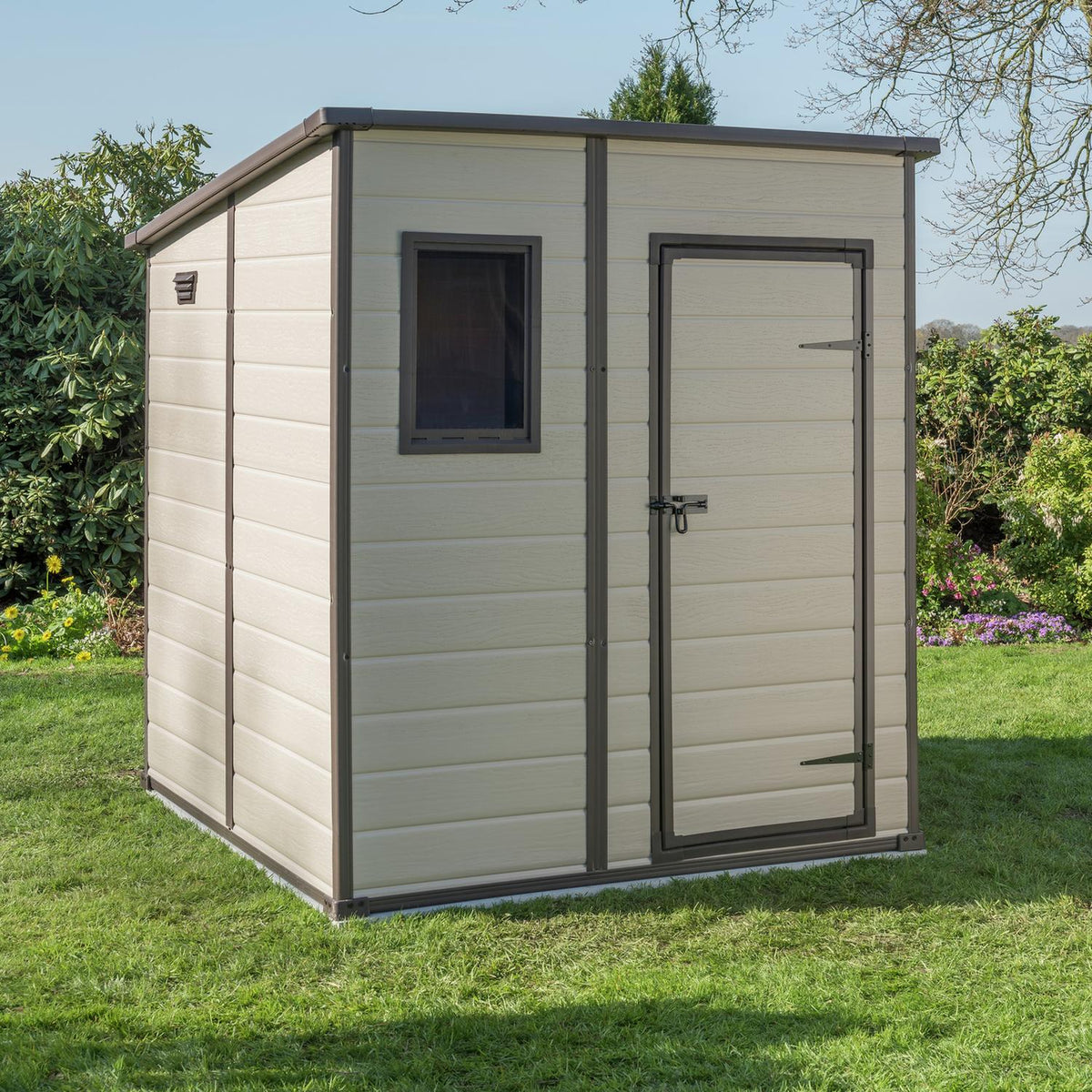 Manor Pent Outdoor Garden Storage Shed 6 × 6 ft Brown