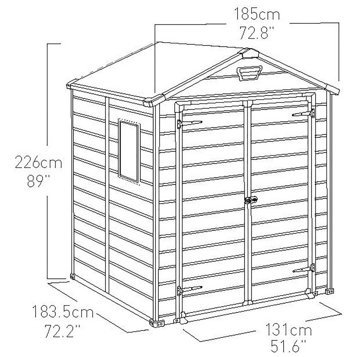 Manor Pent Outdoor Garden Storage Shed 6 × 6 ft Brown