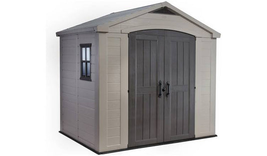Keter Factor Apex Garden Storage Shed 8 × 6 ft Beige/Brown