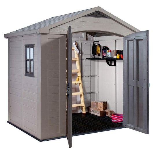 Factor Apex Garden Storage Shed 8 × 6 ft Beige/Brown