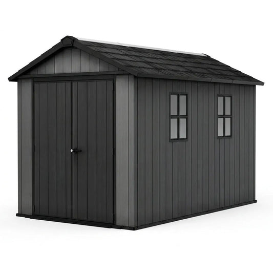 Newton 11’x7.5’ Plus Side Entry Plastic Shed Graphite