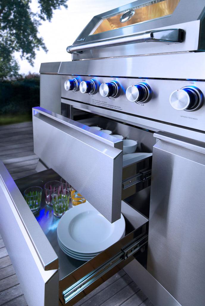 Buschbeck Oxford 4 Burner Gas BBQ Outdoor Kitchen with Fridge and Sink